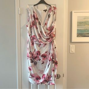 Le Chateau Pink & White Floral Faux Wrap Dress XXL